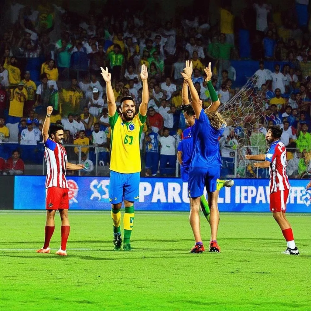 Cổ động viên Brazil và Paraguay