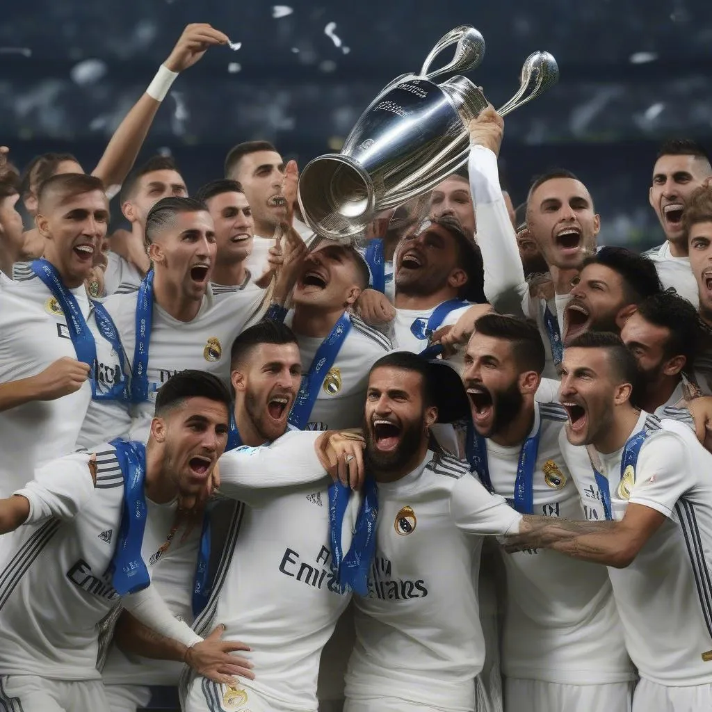 Hình ảnh Real Madrid nâng cao cúp Champions League 2017