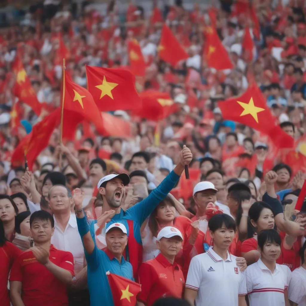 Vietnamese fans cheering for Novak Djokovic