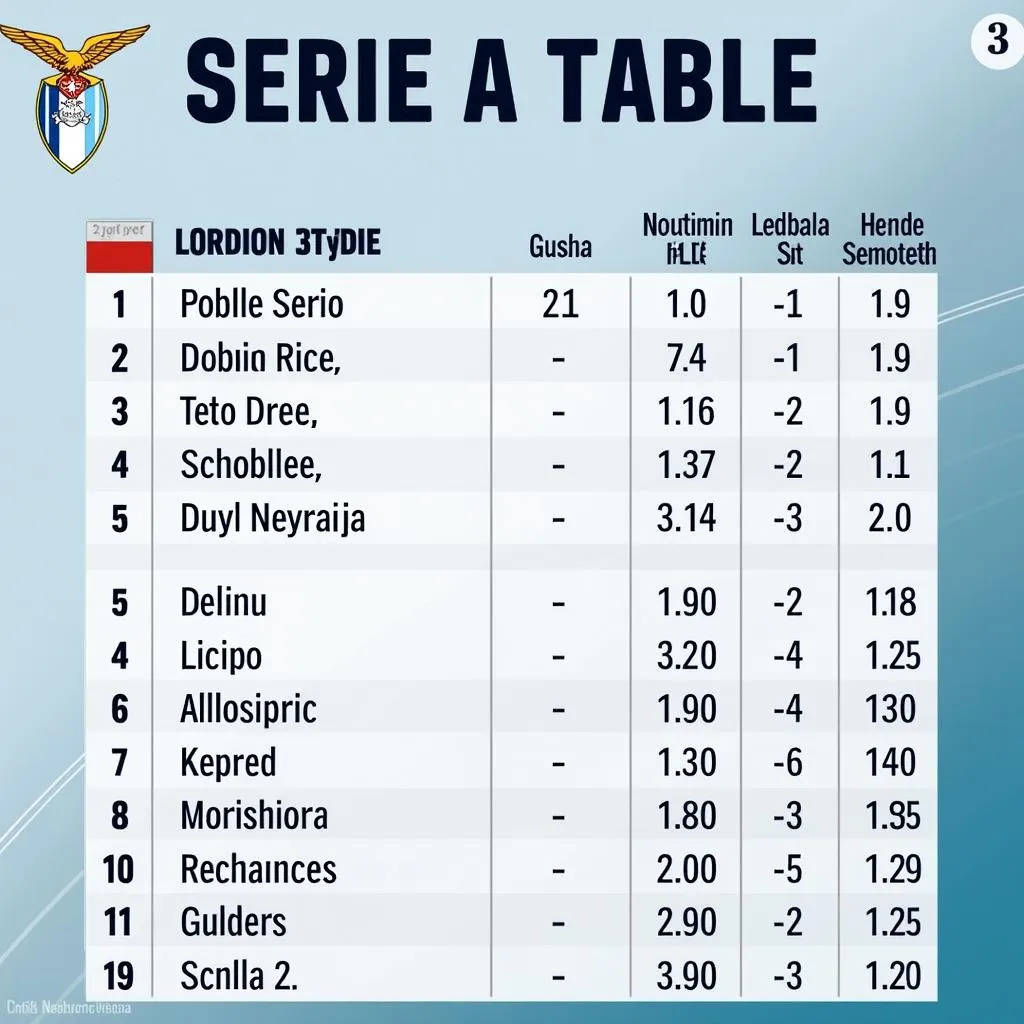 Serie A table highlighting Lazio's position