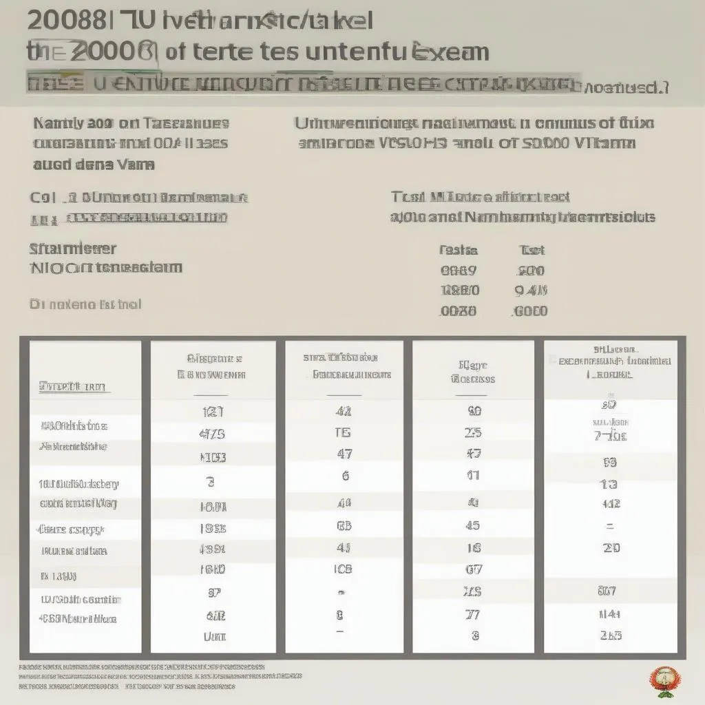 Bảng thống kê kết quả thi đại học năm 2008