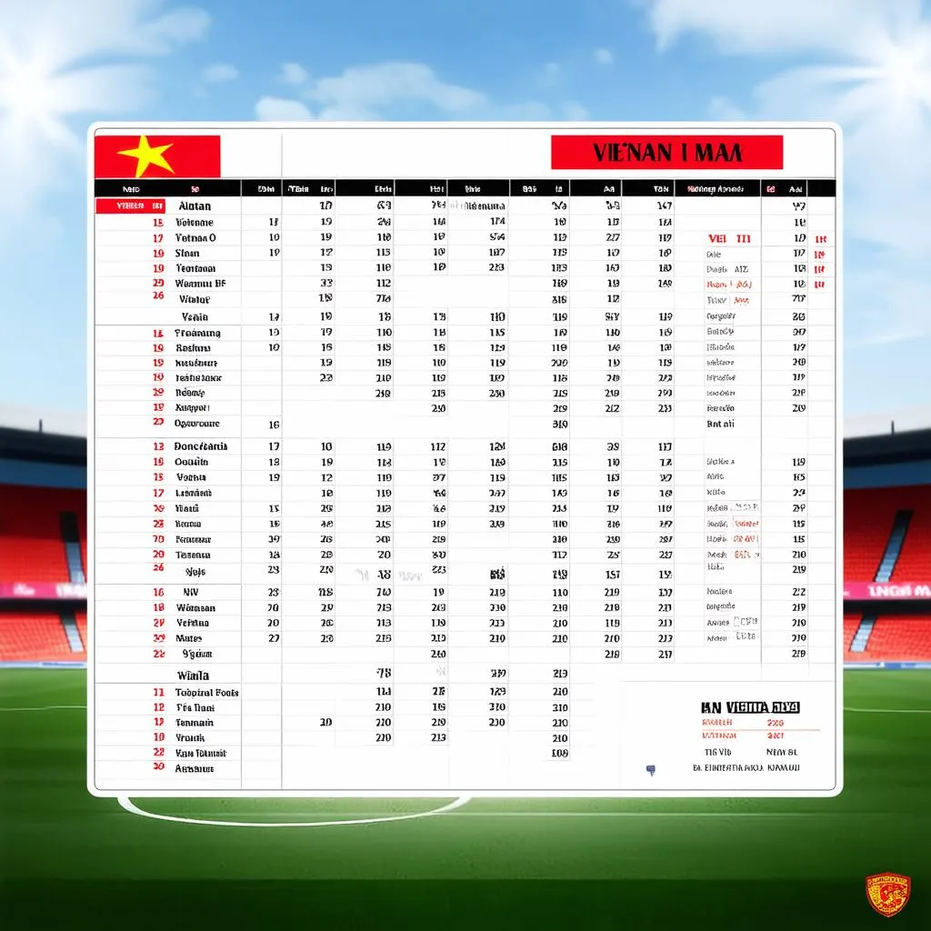 Lịch thi đấu bóng đá Việt Nam
