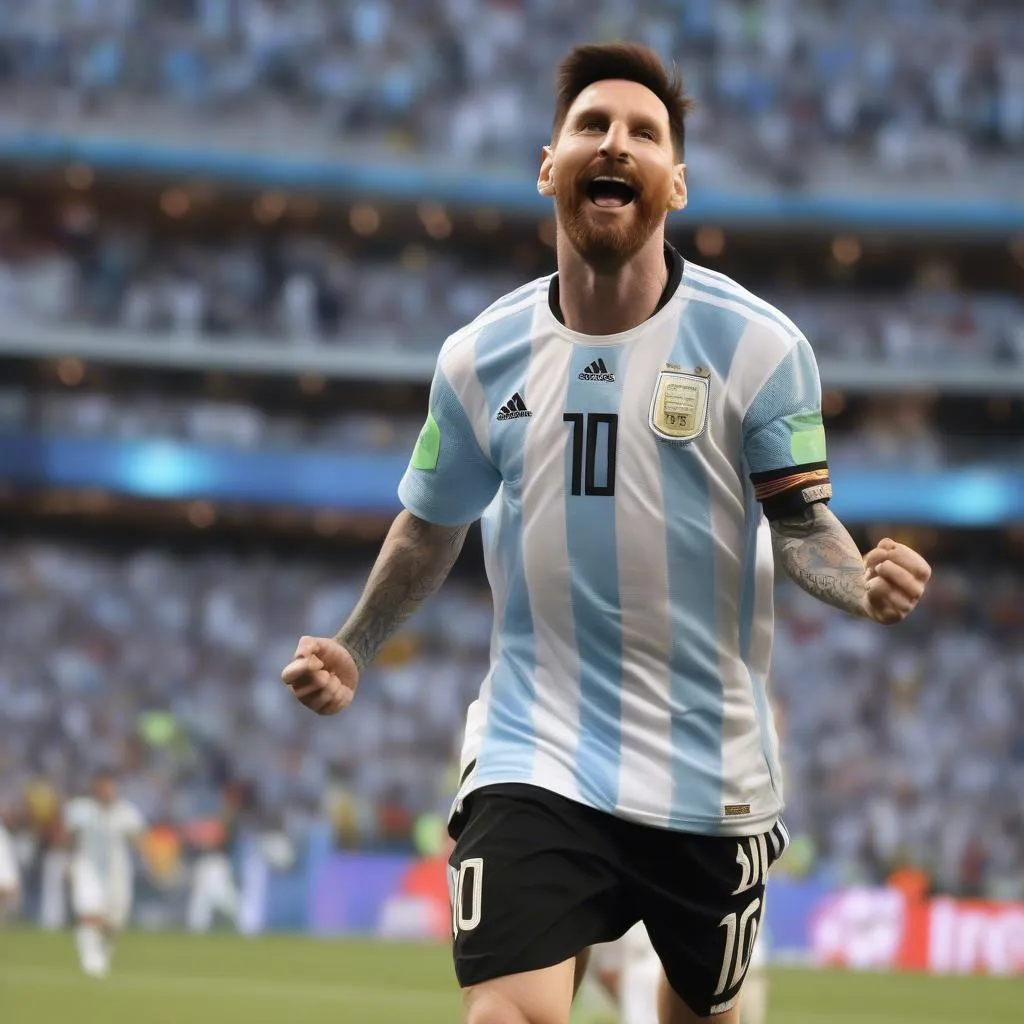 Lionel Messi ăn mừng bàn thắng đưa Argentina vươn lên dẫn trước trong trận chung kết World Cup 2022