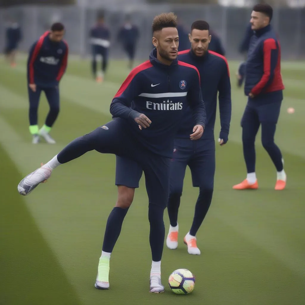 Neymar training with his teammates