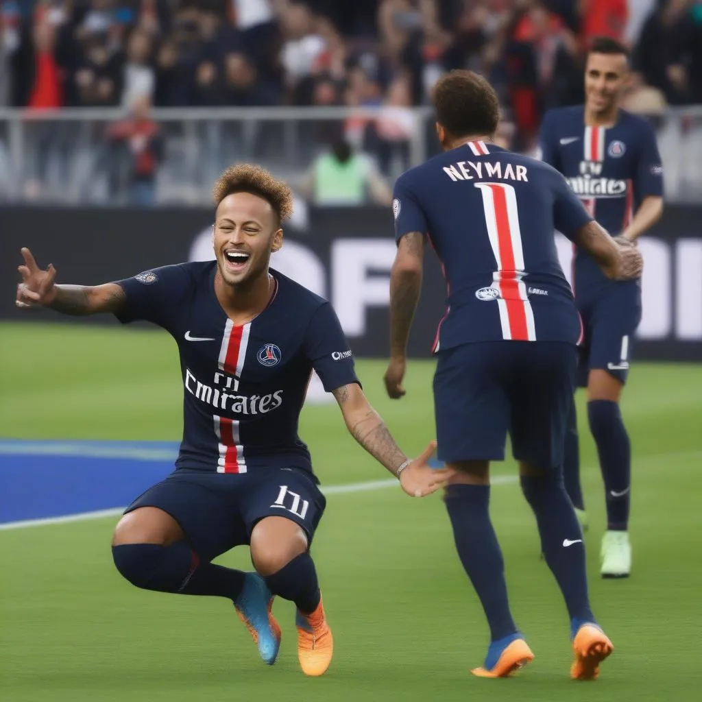 Neymar celebrating a goal for PSG