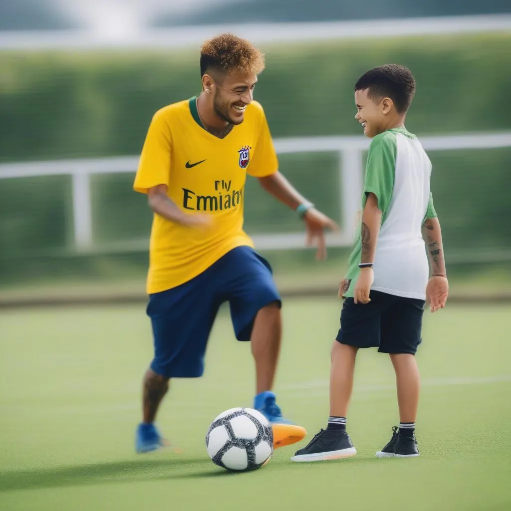 Neymar Fils và Neymar Jr cùng thi đấu bóng đá