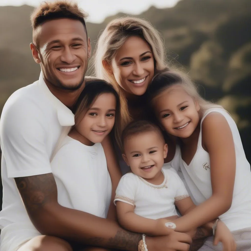 Cầu thủ bóng đá Neymar bên gia đình