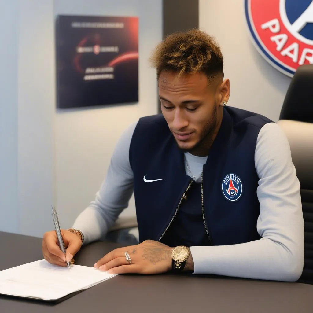 Neymar ký hợp đồng PSG