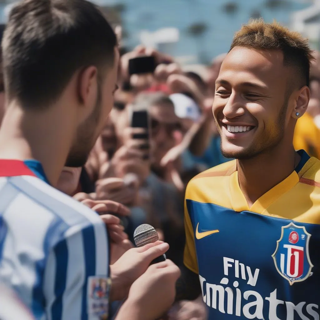 Neymar ký tên trên áo đấu