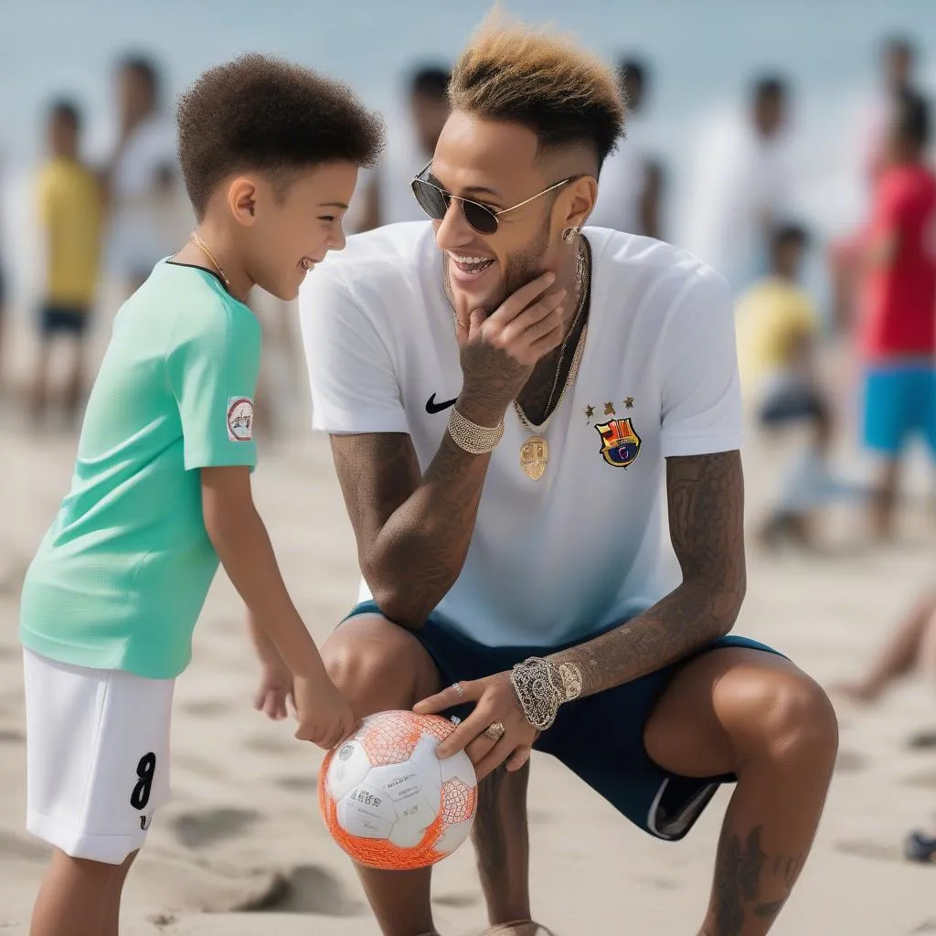 Neymar Senior dạy bóng đá cho Neymar Jr