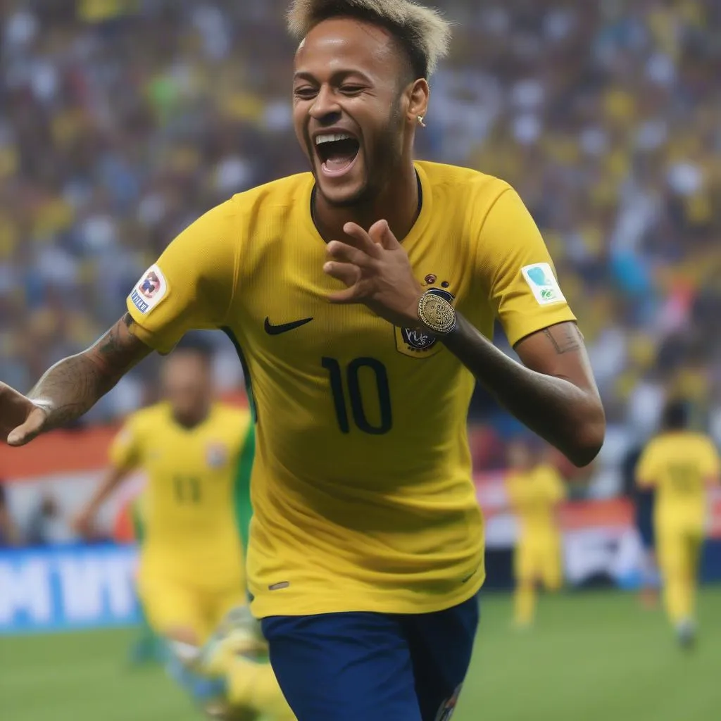 Neymar celebrates a skill goal