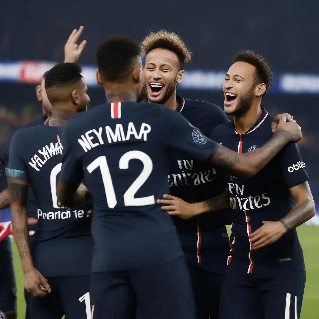 Neymar và các cầu thủ PSG