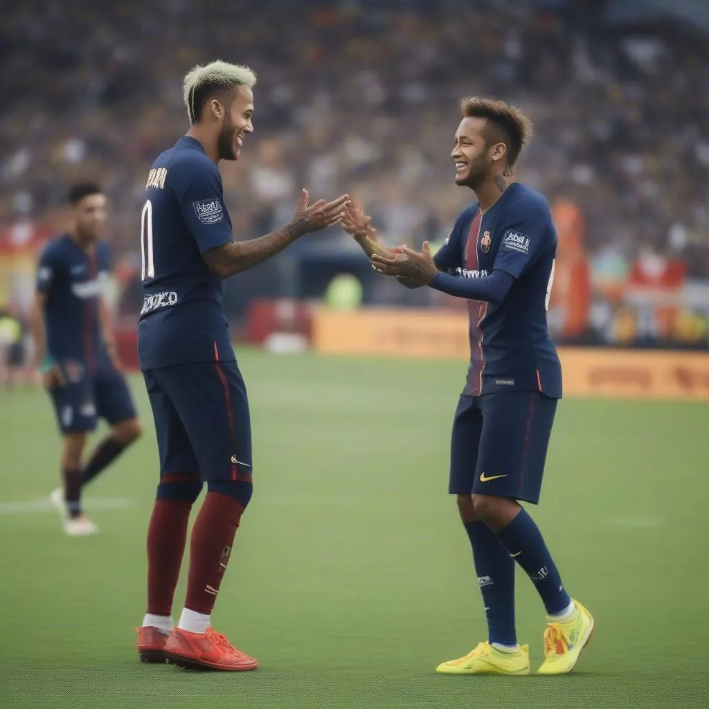 Hai ngôi sao bóng đá Neymar và David Luca