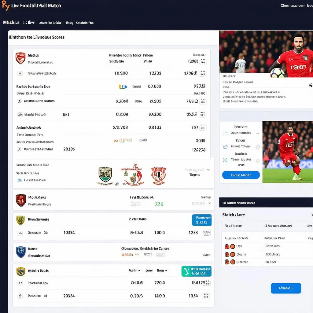 website interface showing live football match