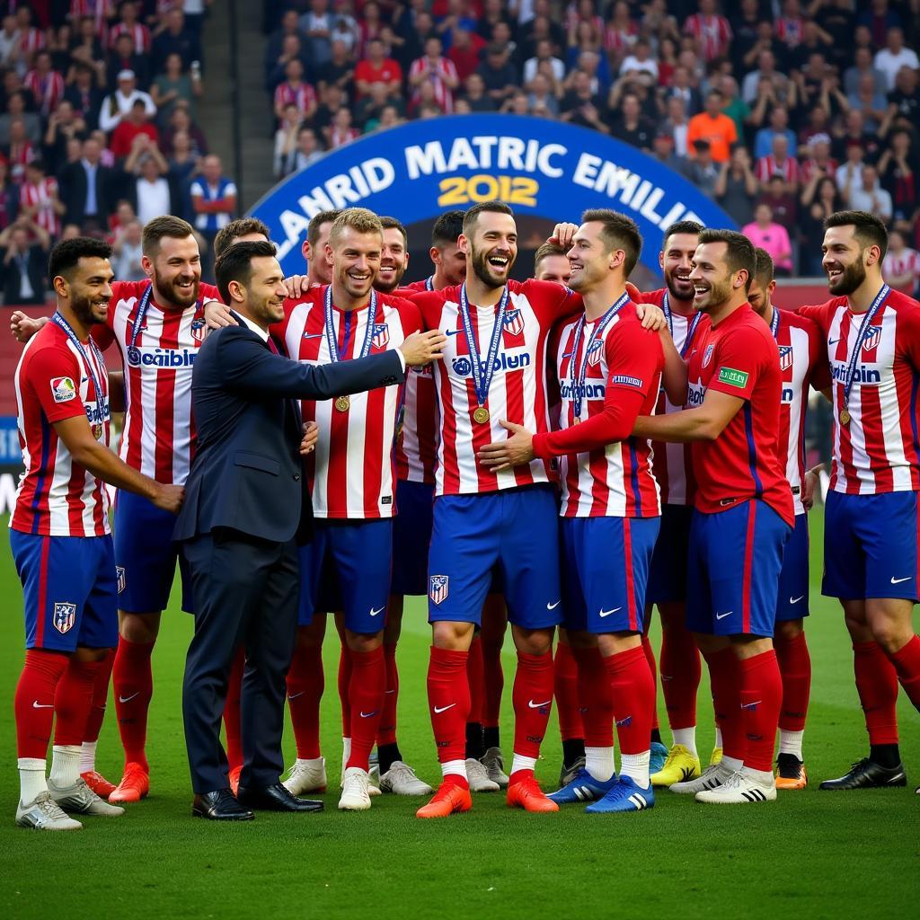 Atletico Madrid players celebrating their La Liga title