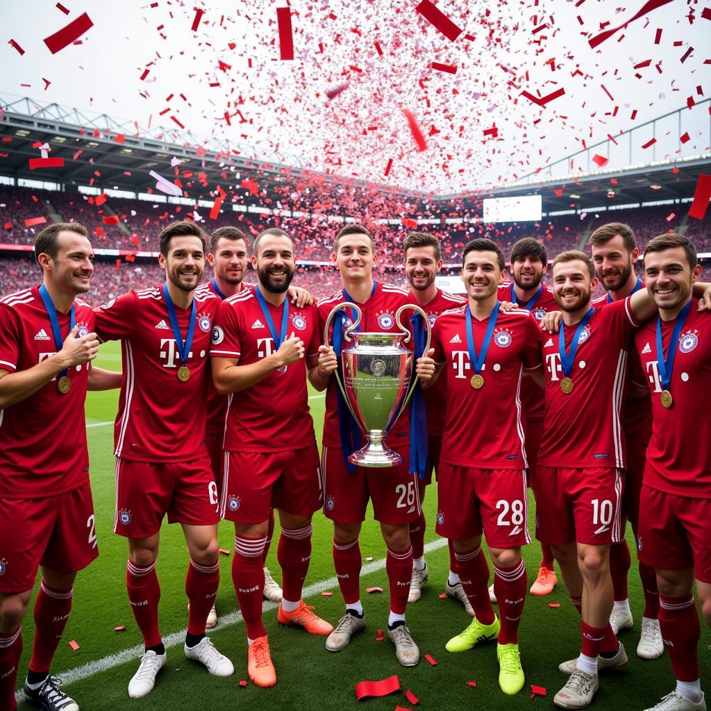 Bayern Munich Celebrating with the Trophy