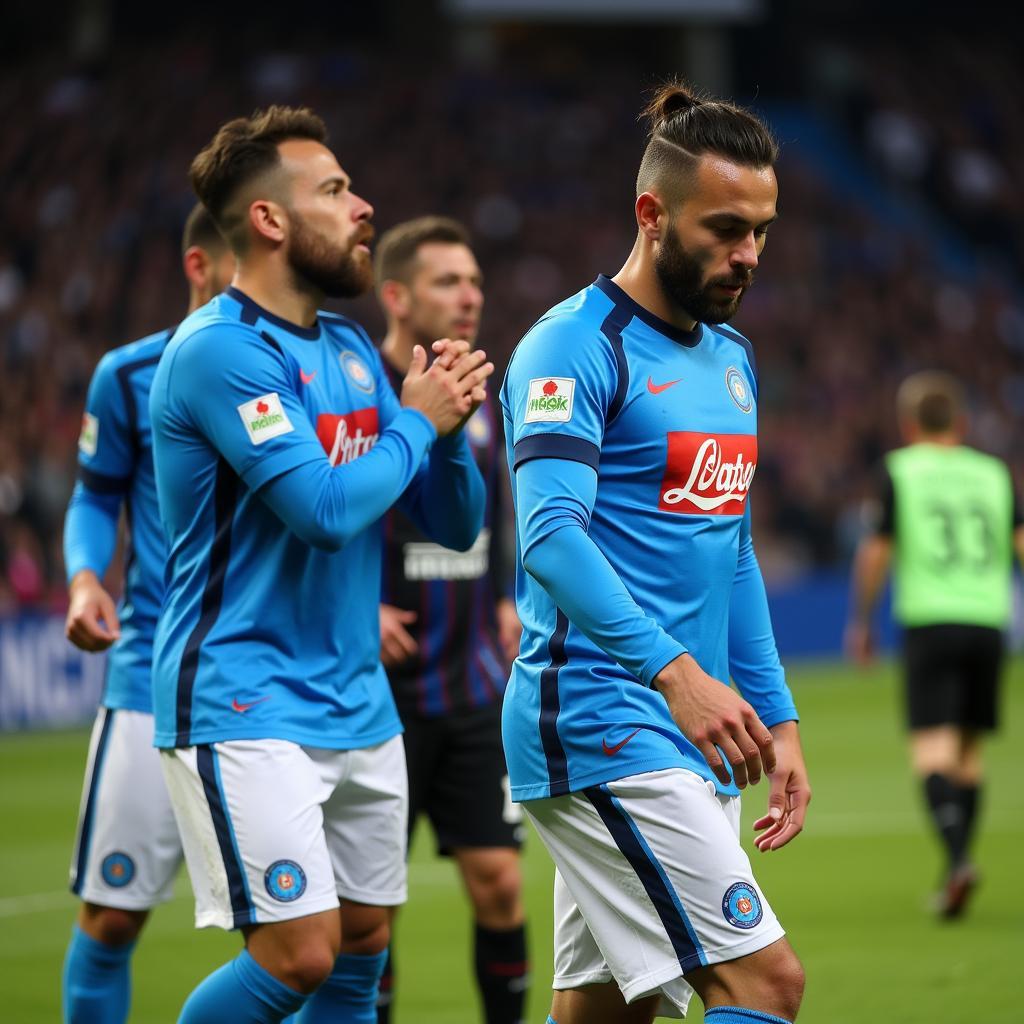 Các cầu thủ Napoli thất vọng