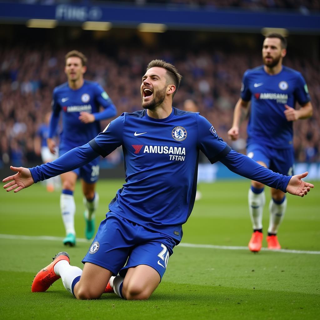 Cầu thủ Chelsea ăn mừng bàn thắng