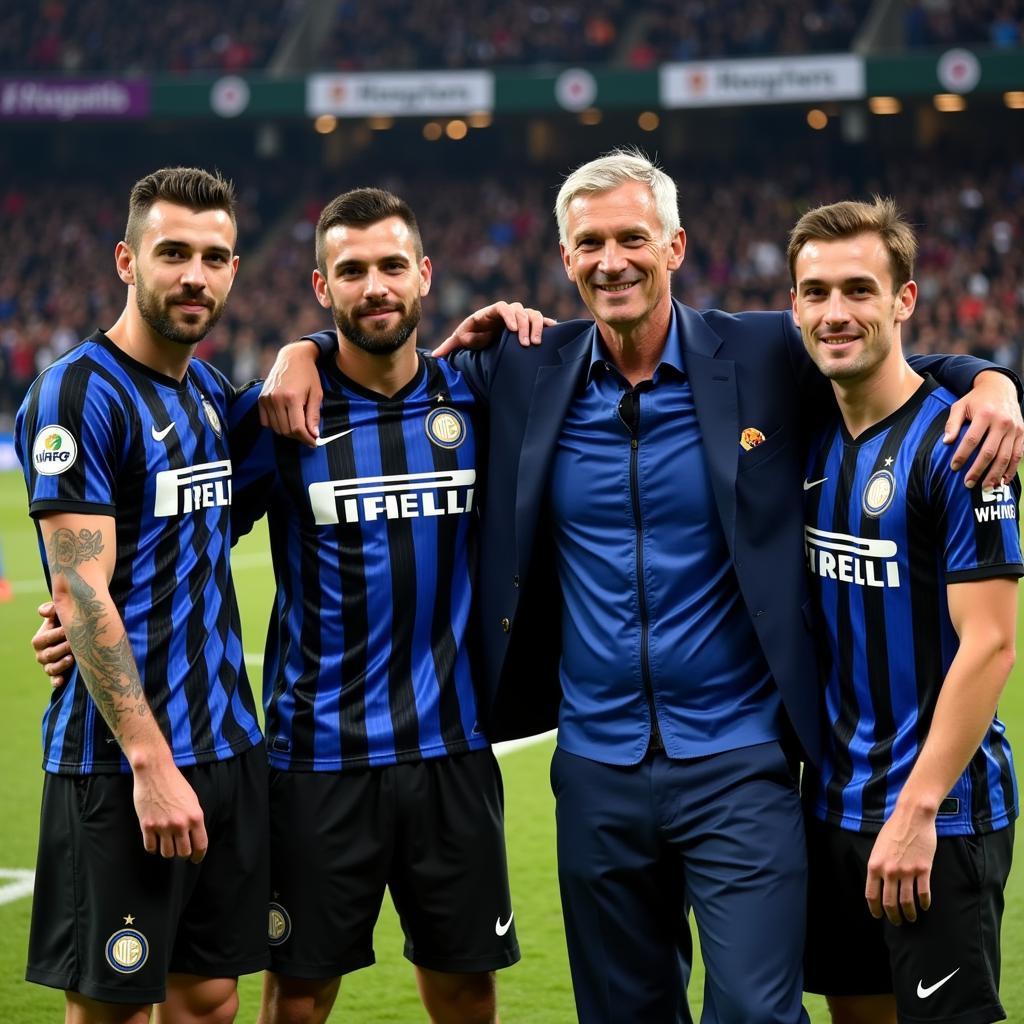 Cầu thủ Inter Milan ăn mừng chiến thắng