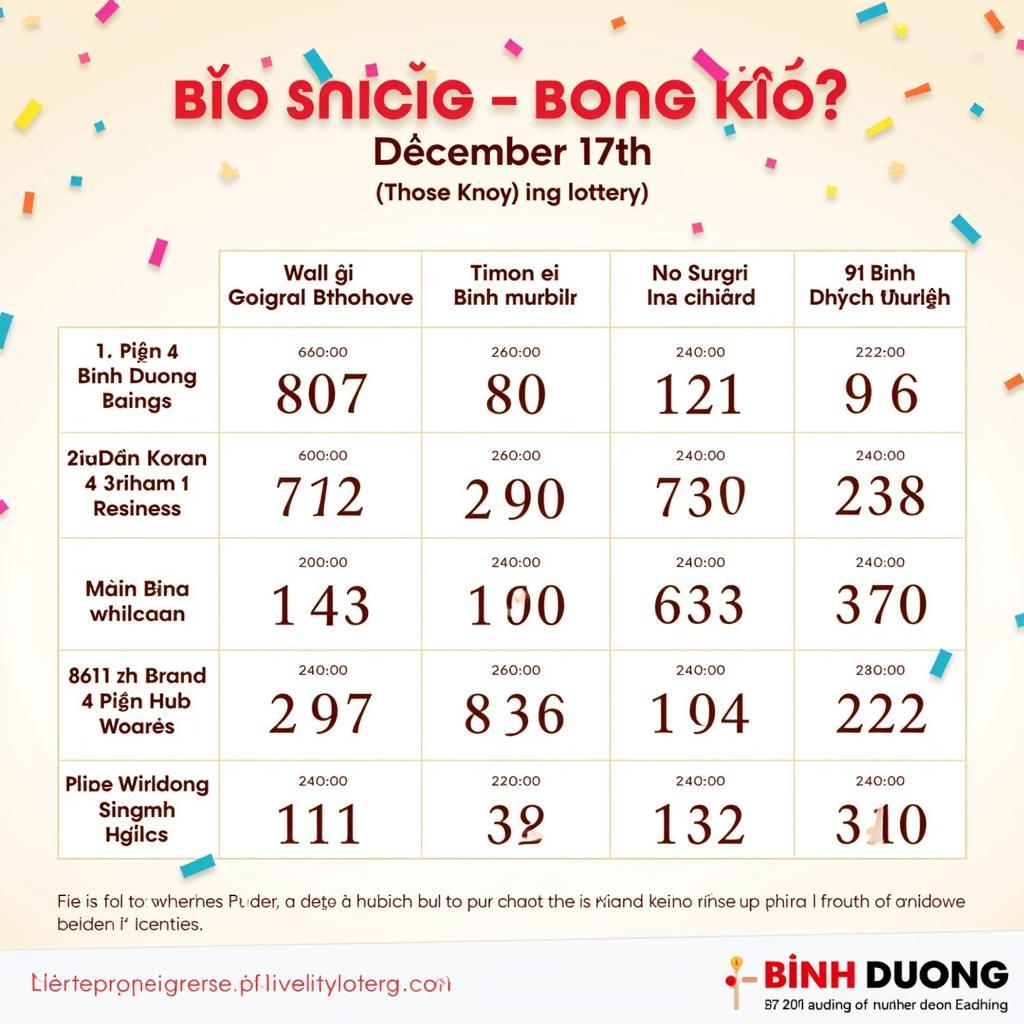 Kết Quả Xổ Số Bình Dương 17/12