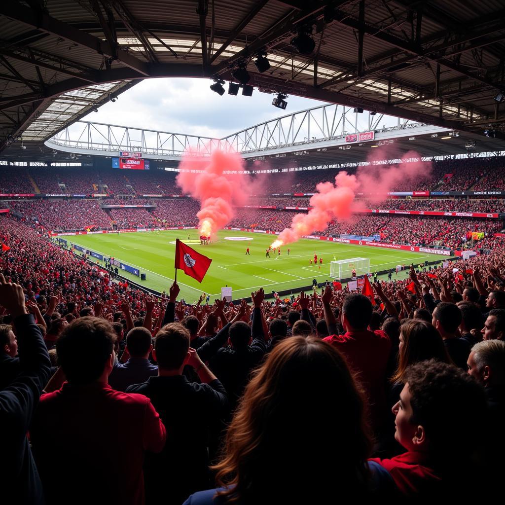 Passionate fans at a Premier League match