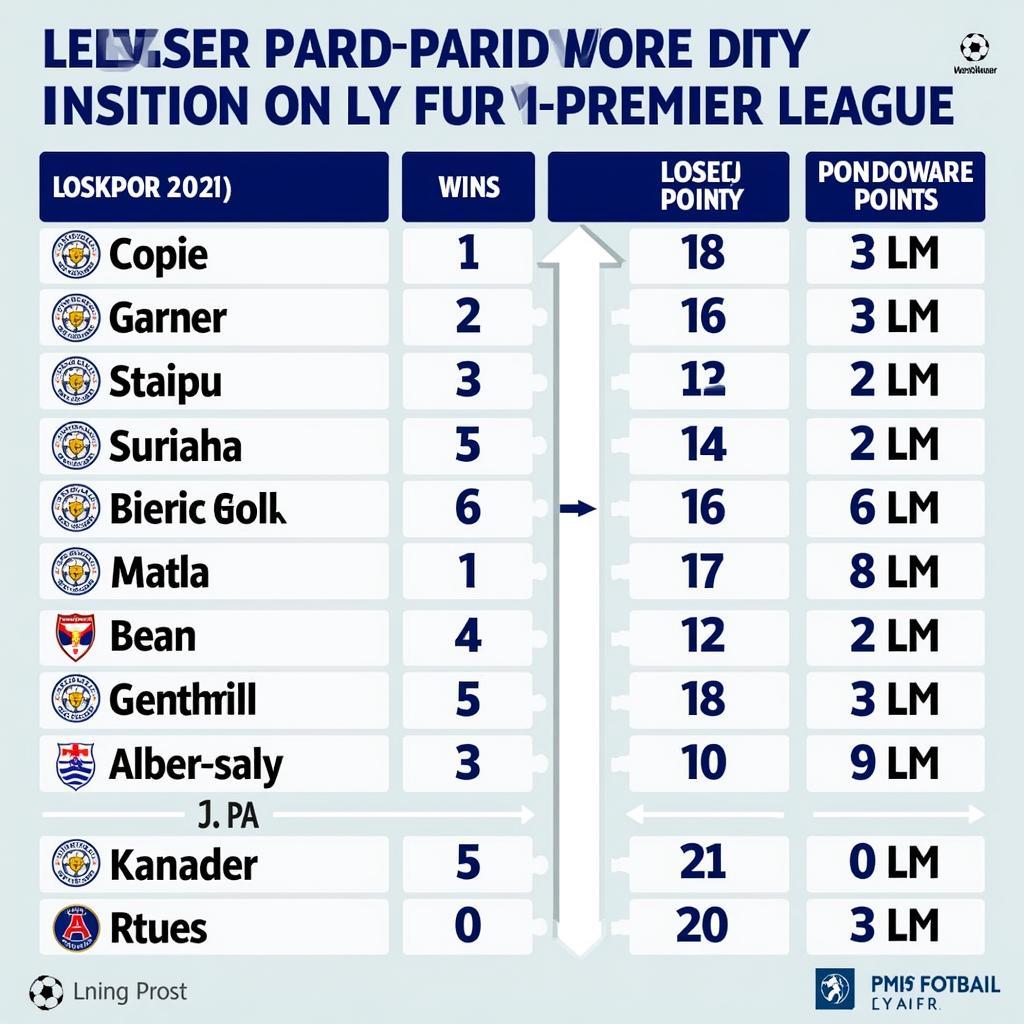 Leicester City trên bảng xếp hạng Ngoại Hạng Anh