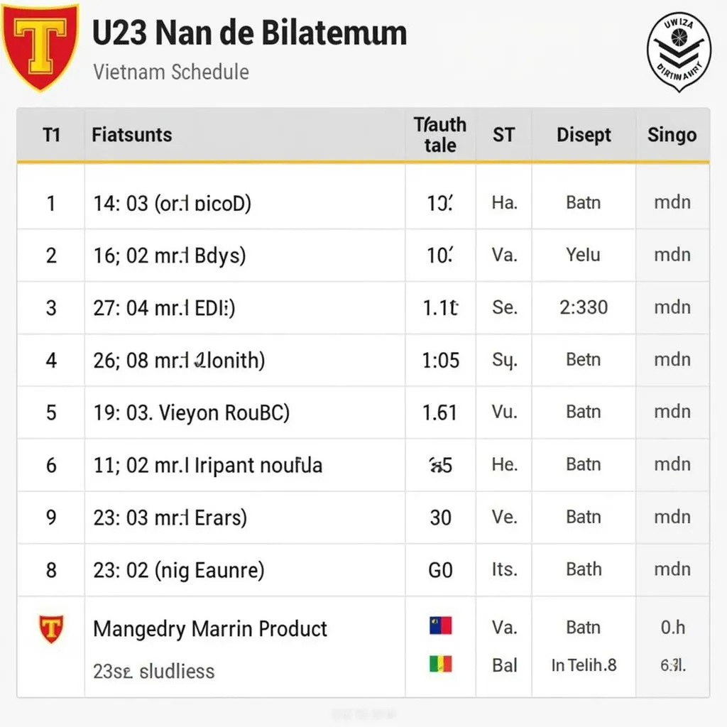 Lịch thi đấu U23 Việt Nam