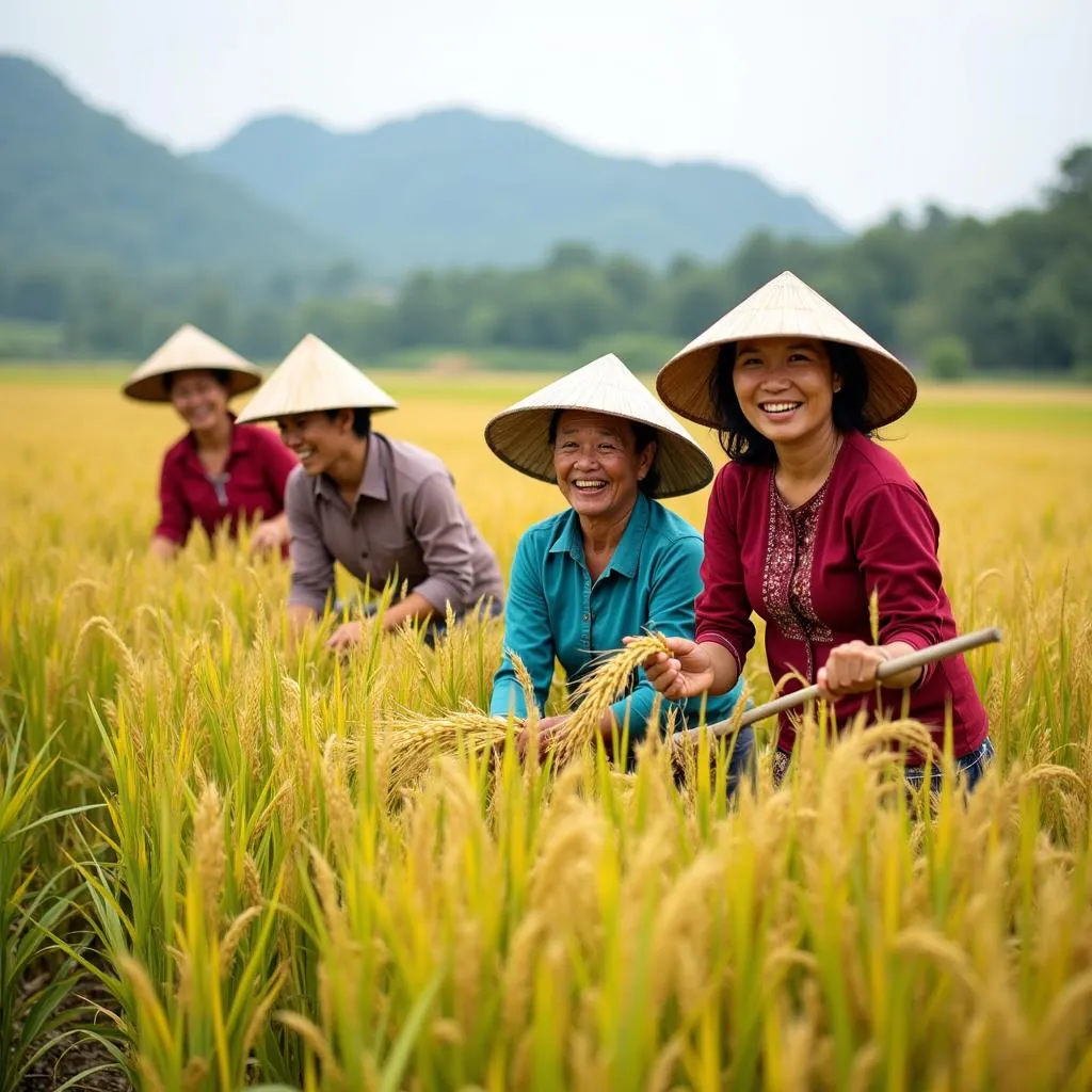 Nông Dân Krong Bông Thu Hoạch Lúa