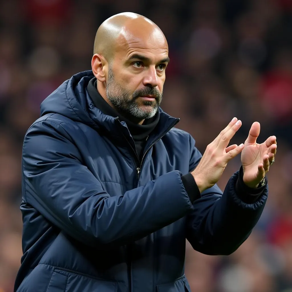 Pep Guardiola đang chỉ đạo trận đấu