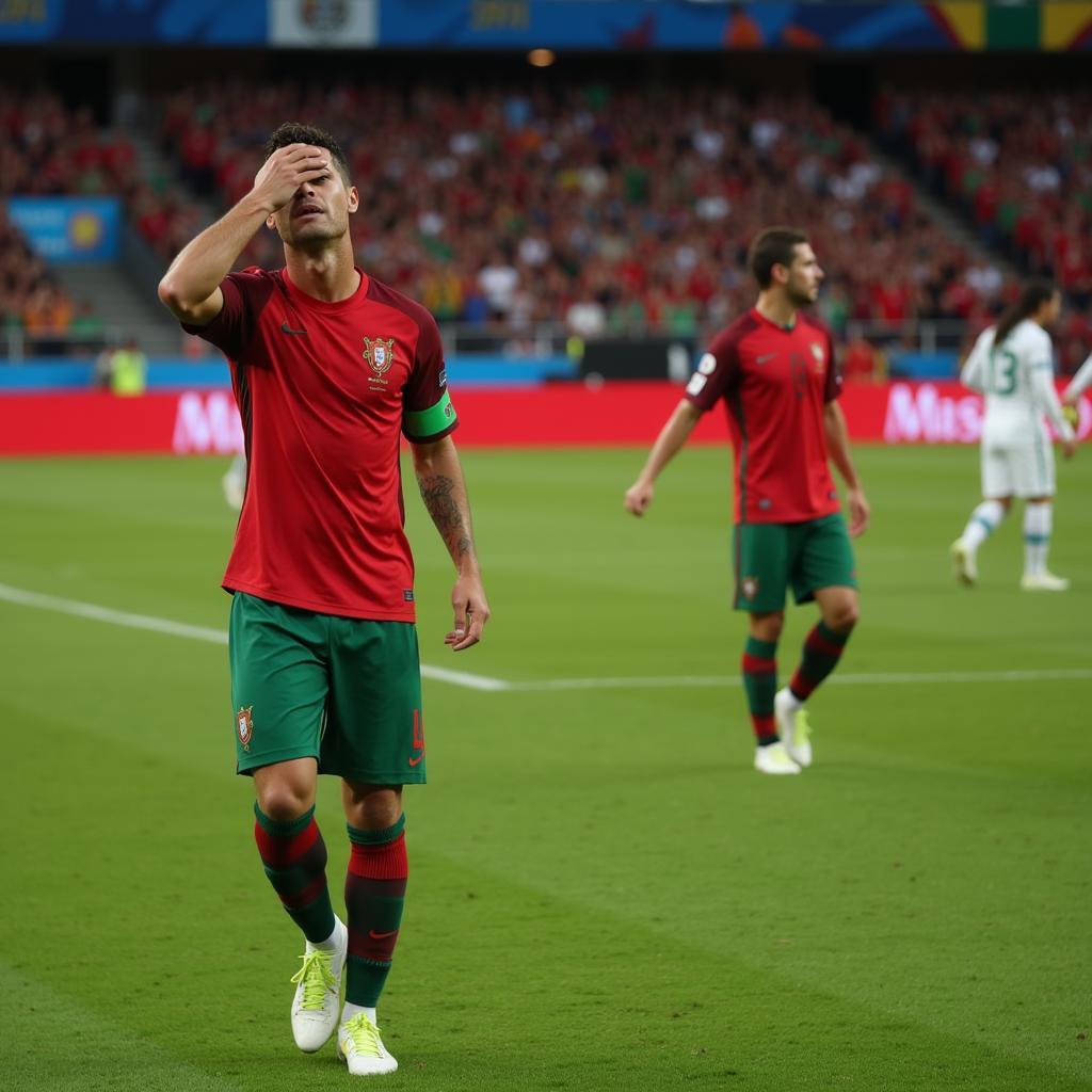 Hình ảnh Ronaldo bật khóc nức nở khi rời sân sau trận thua Maroc tại tứ kết World Cup 2022