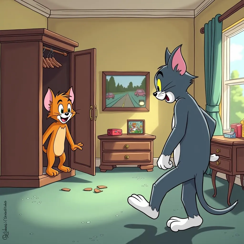 Tom bị Jerry &quot;chơi khăm&quot; trong căn phòng