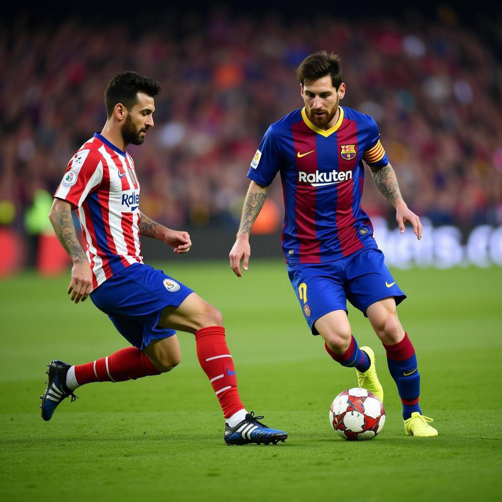 Messi leading the charge for Barcelona against Atletico Madrid