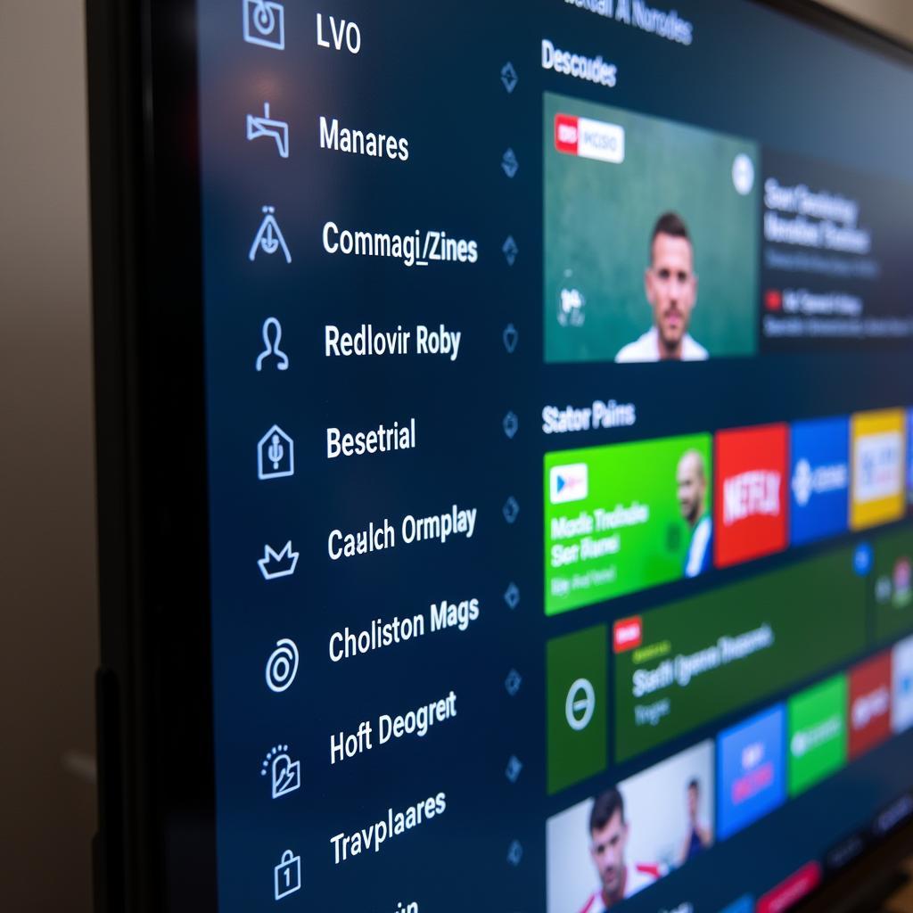 Giao diện ứng dụng xem bóng đá trực tuyến trên smart TV