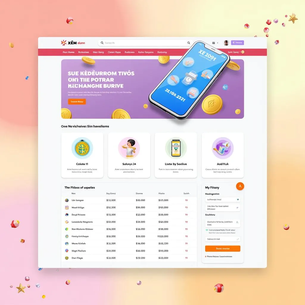 Giao diện trang web xem bóng mobile