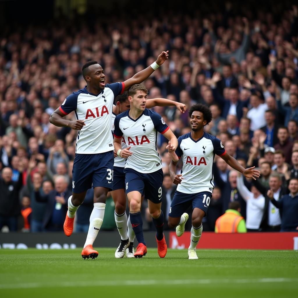 Cầu thủ Tottenham ăn mừng bàn thắng