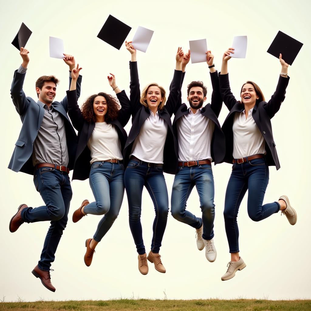 Students celebrating university admission