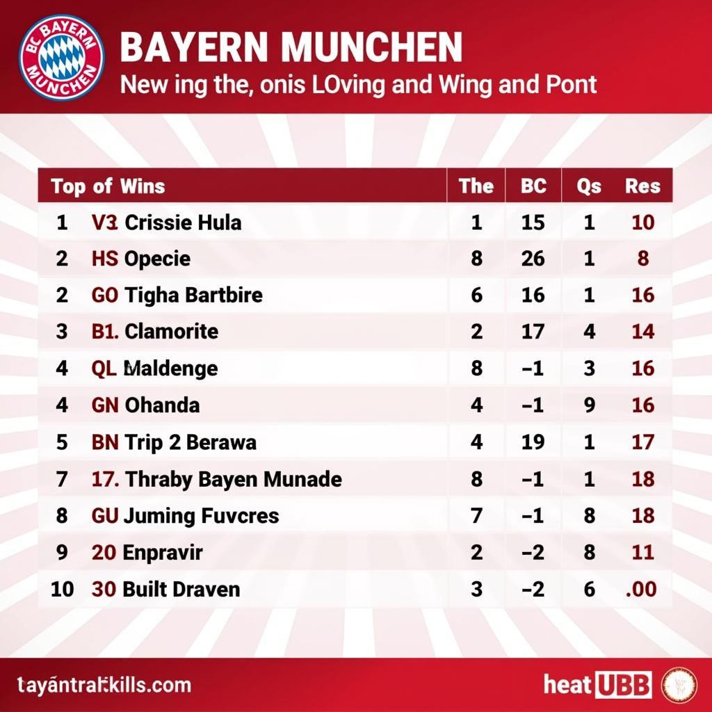 Bảng Xếp Hạng Bóng Đá Đức Bayern Munich Đứng Đầu