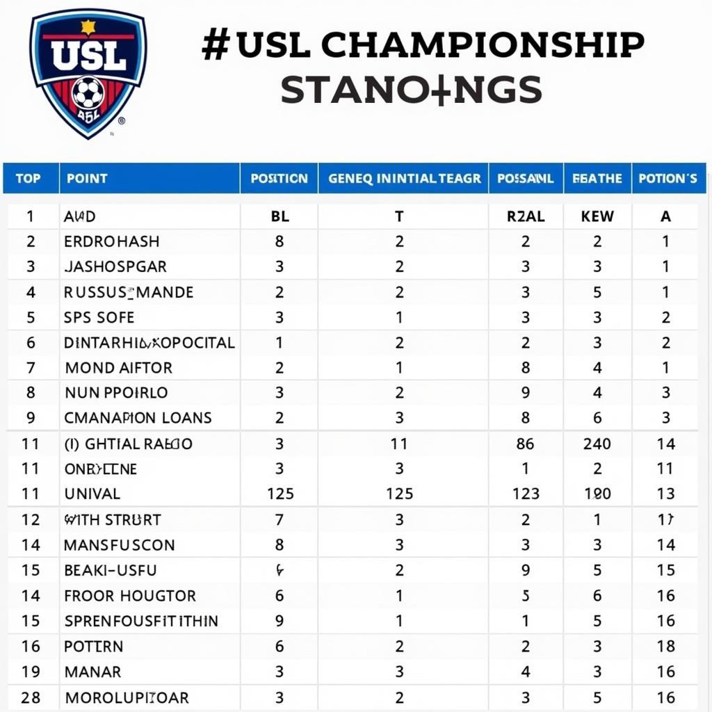 Bảng xếp hạng USL Championship cập nhật mới nhất