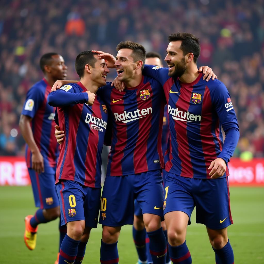 Barca hôm qua: Pha ăn mừng chiến thắng đầy cảm xúc