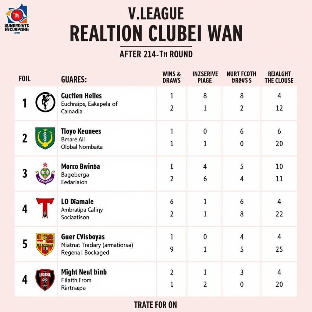 BXH vòng 14 V.League Việt Nam