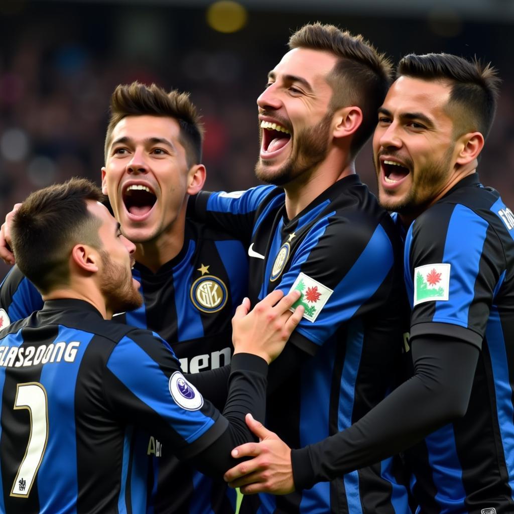 Cầu thủ Inter Milan ăn mừng chiến thắng