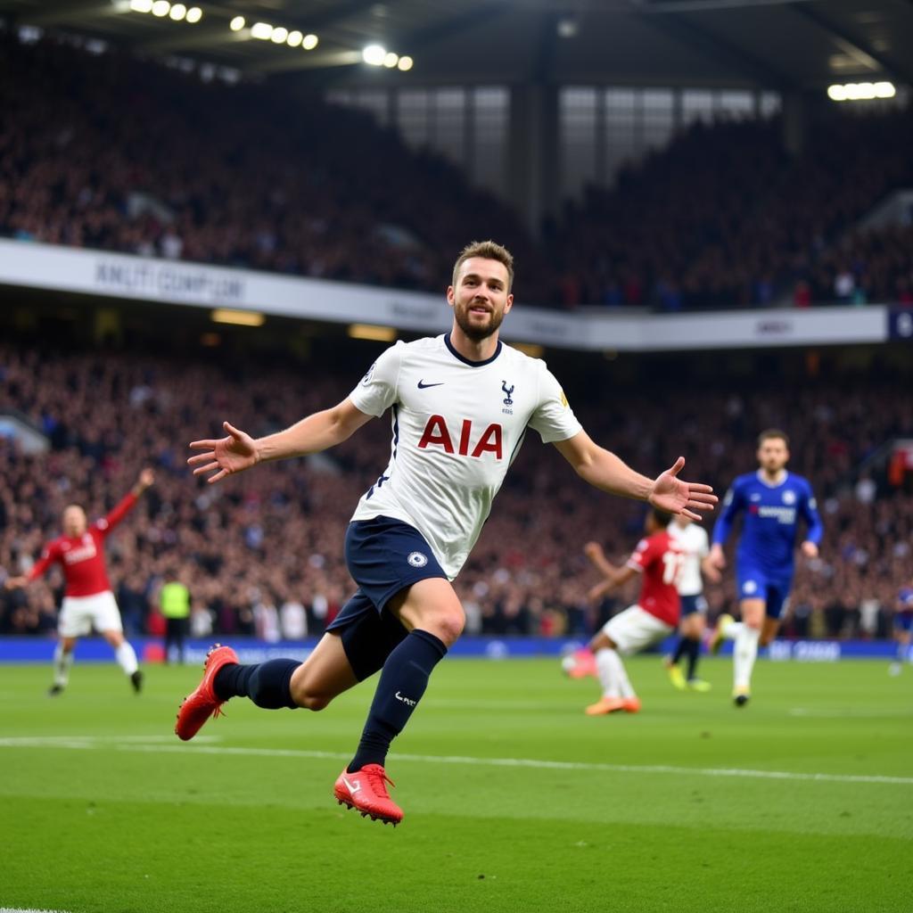 Harry Kane ghi bàn vào lưới Chelsea