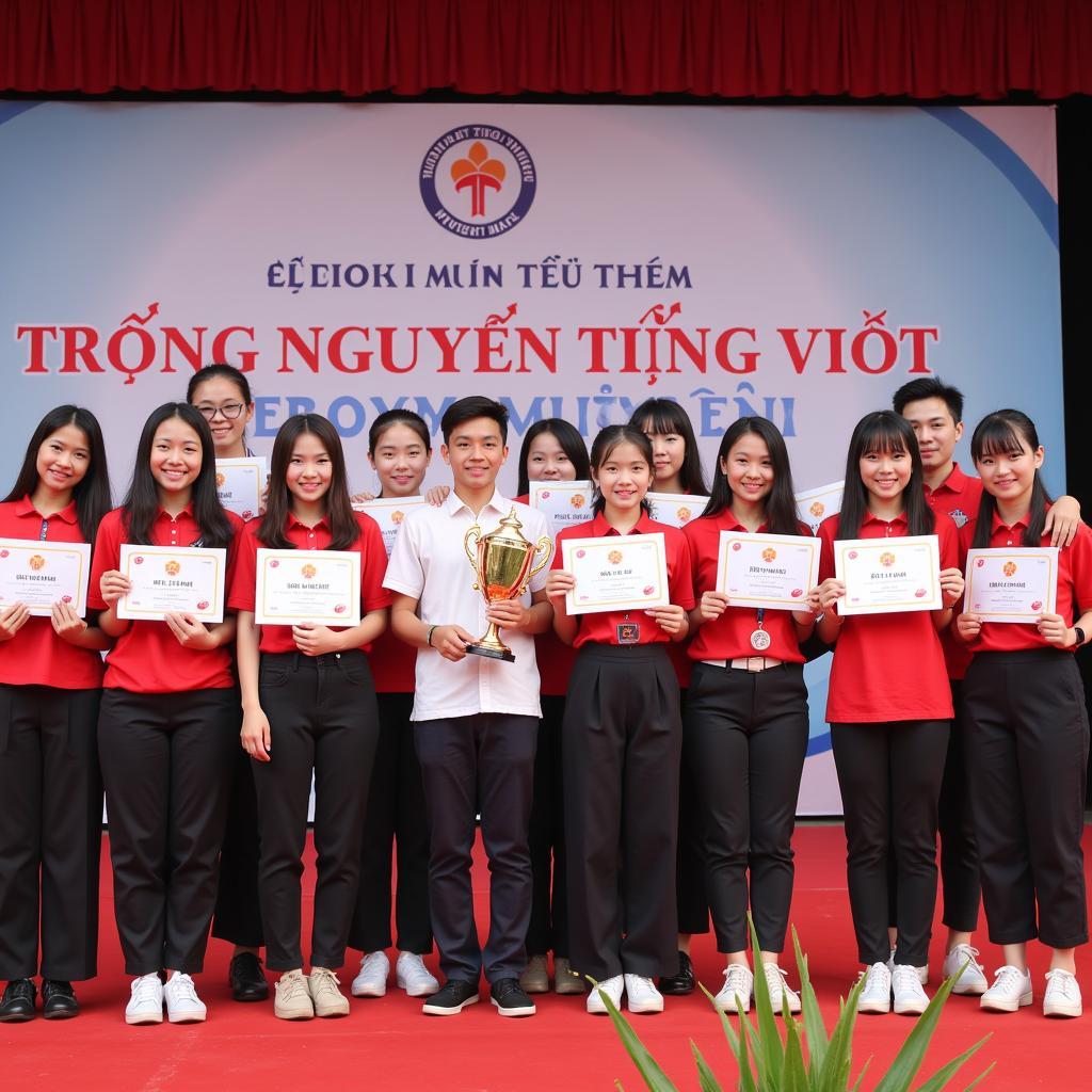 Học sinh nhận giải thưởng Trạng Nguyên Tiếng Việt