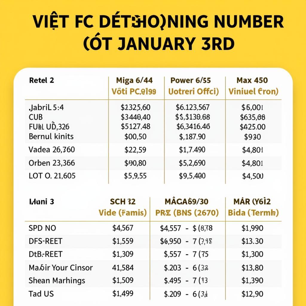 Kết quả xổ số Vietlott mùng 3 tháng 1 các giải thưởng