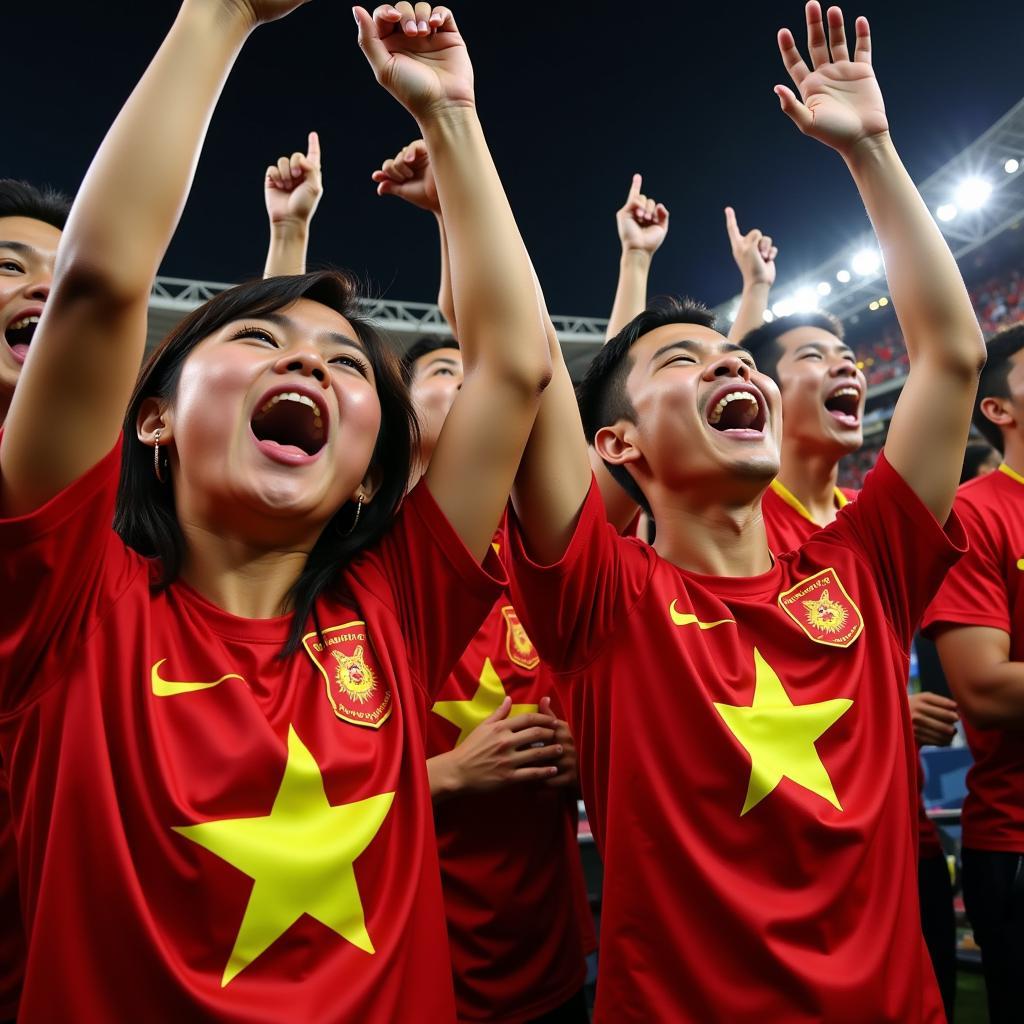 Cổ động viên Việt Nam cuồng nhiệt cổ vũ U23 Việt Nam tại Asiad 2018