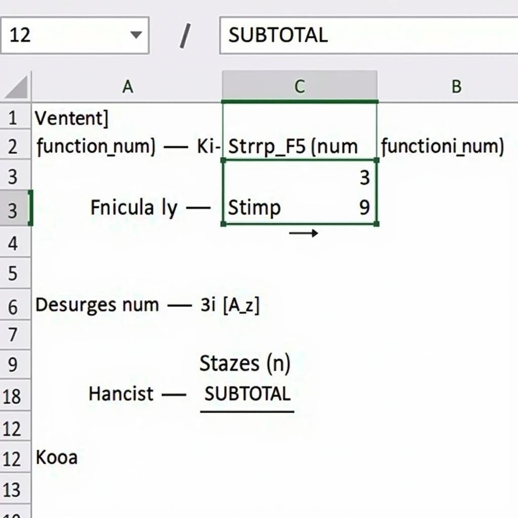 Lỗi do đối số hàm Subtotal