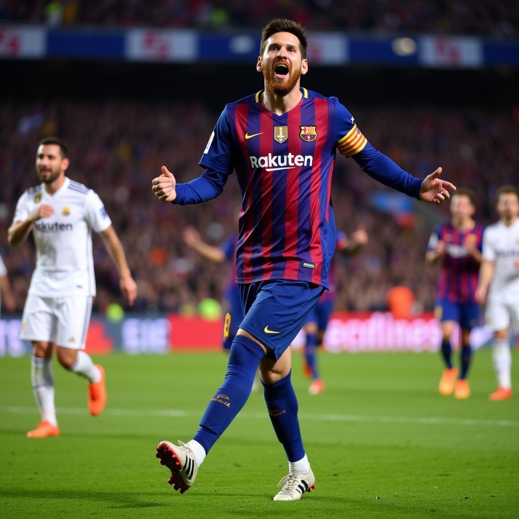 Messi ghi bàn vào lưới Real Madrid trong trận El Clasico