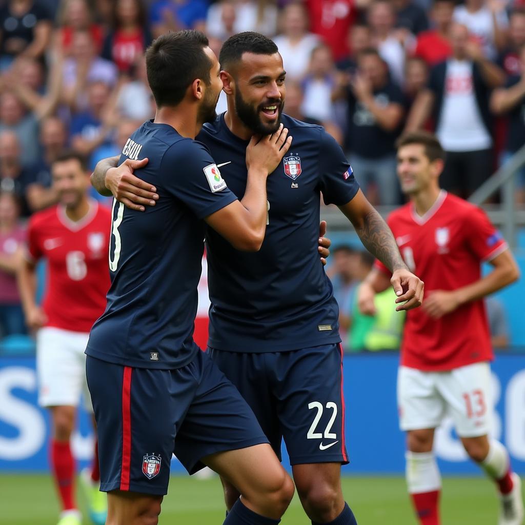 France celebrates victory against Peru