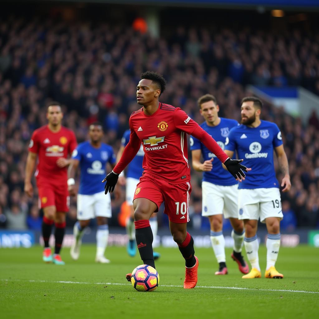 Rashford ghi bàn gây tranh cãi trong trận MU vs Everton