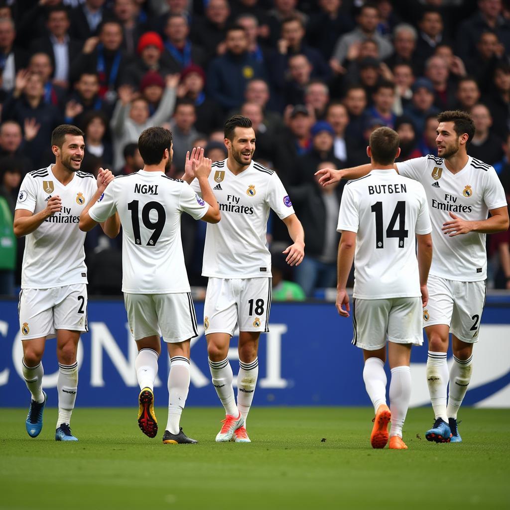 Real Madrid ăn mừng chiến thắng tại Cúp C2